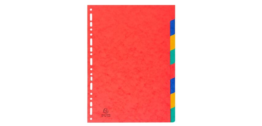 Intercalaires carte lustrée 225g 8 positions - A4 - Couleurs assorties