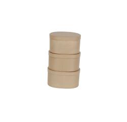 Set of 3 Oval Boxes 28x22x15/30x24x15cm - Kraft