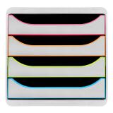 Module de classement Big Box 4 tiroirs Black Office - Blanc/arlequin