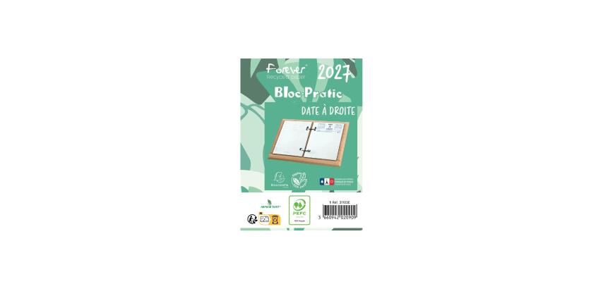 Bloc-pratic Forever recyclé date à droite 8,2 x 12 cm - 2027 - Vert