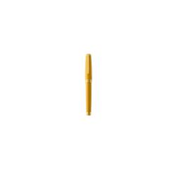 Stylo roller, corps résine de couleur ambre, attributs or jaune brossé - Ambre