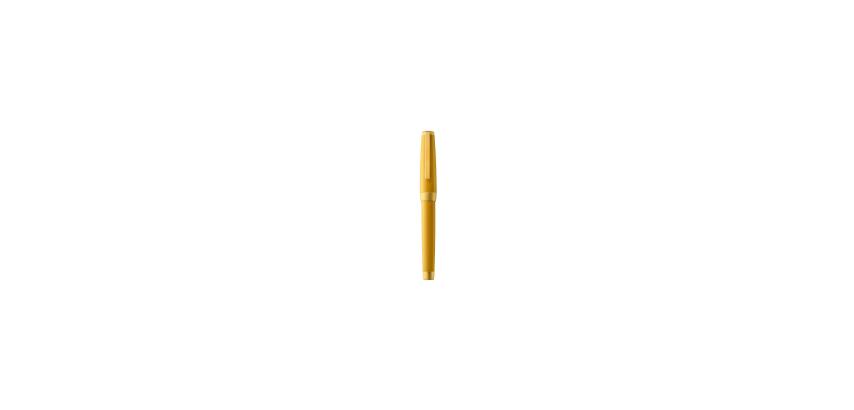 Stylo roller, corps résine de couleur ambre, attributs or jaune brossé - Ambre