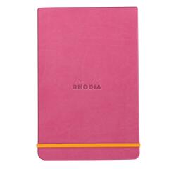 Rhodiarama Webnotepad rembordé rigide A5 192 pages ligné microperforé papier ivoire 90g fermeture élastique - Fuchsia