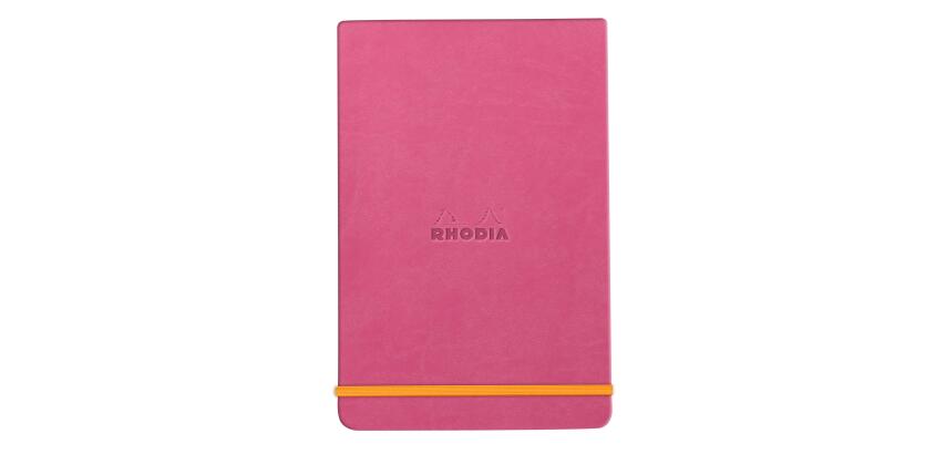Rhodiarama Webnotepad rembordé rigide A5 192 pages ligné microperforé papier ivoire 90g fermeture élastique - Fuchsia