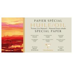 Papier Huile lin naturel bloc collé 1 côté 12F 20x40cm 240g