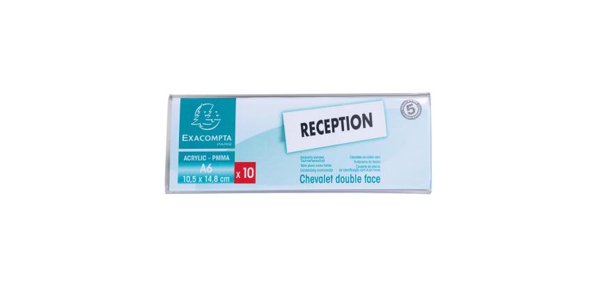 Lot de 10 chevalets double face horizontal A6 - Cristal