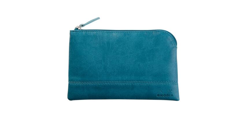 Rhodiarama etui met rits in kunstleer - maat S - 11x17 cm - Peacock