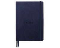 Rhodiarama Goalbook Creation rembordé rigide A5 160 pages papier Maya noir lisse dot 120g avec élastique - Bleu nuit