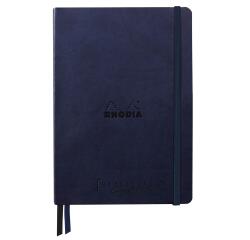 Rhodiarama Goalbook Creation rembordé rigide A5 160 pages papier Maya noir lisse dot 120g avec élastique - Bleu nuit