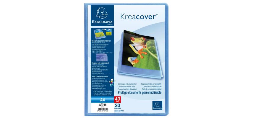 Sichtmappe aus PP 500µ mit 20 Hüllen Kreacover Chromaline, für Format DIN A4