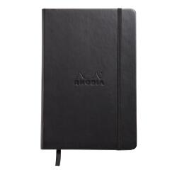 Webnotebook A5, 96 blad effen ivoorkleurig papier van 90g, sluiting met elastiek - Zwart
