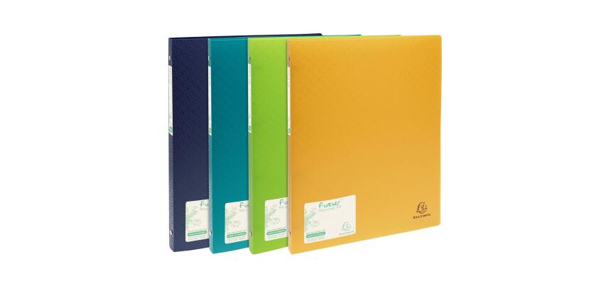 Classeur 4 anneaux plastifié Exacompta Forever A4 - Dos 2 cm couleurs assorties