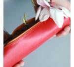 Rhodiarama trousse ronde simili cuir italien 5x21,5 cm - Fuchsia