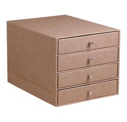 Rhodiarama trieur 4 tiroirs simili cuir italien 24,8x32,7x22,8 cm - Taupe