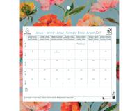 Calendrier mensuel EasyCal Sophie Adde 24 x 18 cm agrafé sur plaque cartonnée imprimée 27,5 x 30,5 cm 2027 Fleurs - Visuels assortis