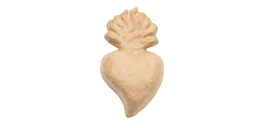 Ex-voto coeur avec flamme - Kraft
