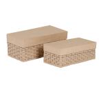 Braunes Pappmaché, 2 rechteckige geflochtene Boxen - Kraft