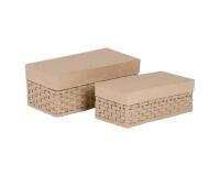 Assortiment 2 boîtes tressées rectangles - Kraft