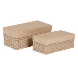 Assortiment 2 boîtes tressées rectangles - Kraft