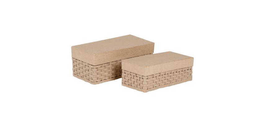 Rectangular Woven Boxes - Assortment of 2 - Kraft