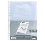 Sachet de 50 pochettes perforées polypropylène Grainé 38 microns - A4 - Cristal translucide
