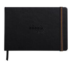 Rhodia Touch - Calligrapher Book - brochure rembordé rigide A5 paysage 64p uni papier simili Japon naturel 250g - Noir