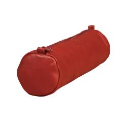 Round leather pencil case Age Bag 21xØ6 cm - Red