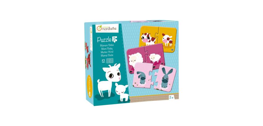 Puzzel 2 stukken, Mama en baby - Multicolor