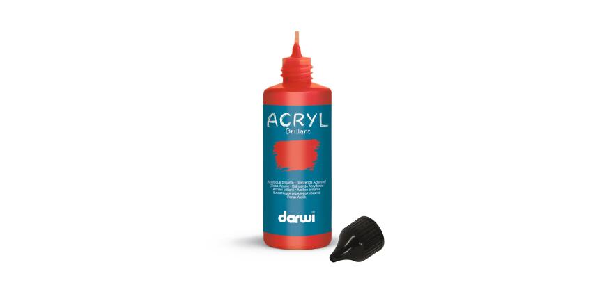 Darwi Flacon de 80 ml de Peinture Acrylique Universelle Brillante - vermillon