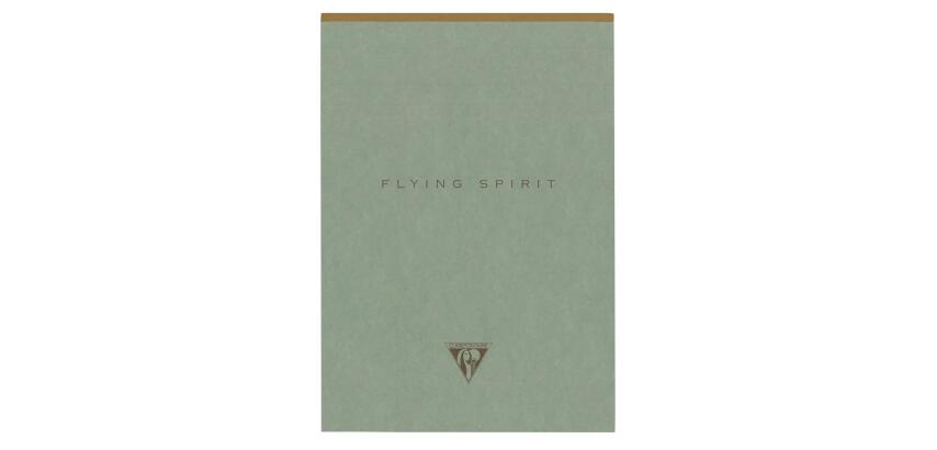 Flying Spirit Green bloc entoilé entête 14,8x21cm 140p détach. Ligné motifs assortis papier ivoire 90g - Vert de gris