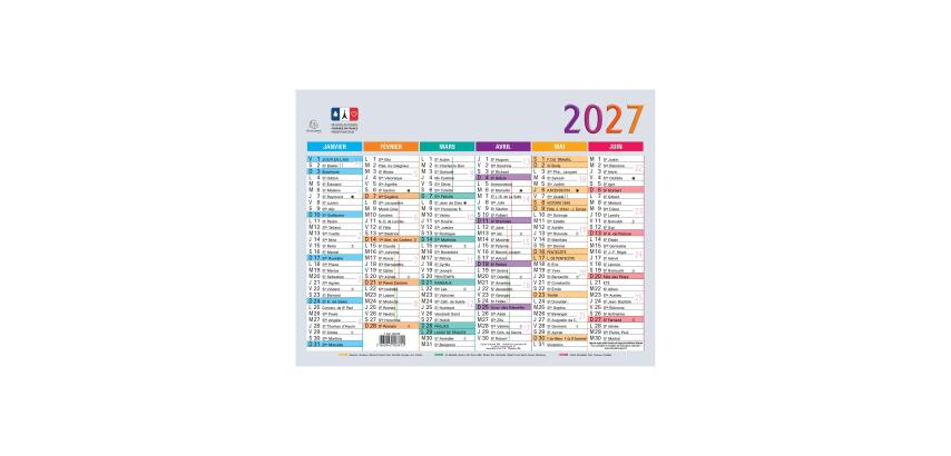 Calendrier Multicolore 13 x 17 cm Semestriel 2027 - Visuel
