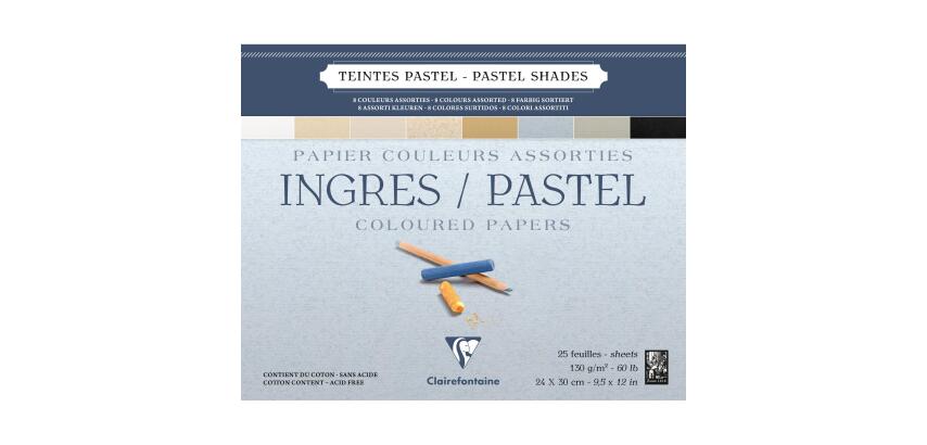 Ingres Pastel bloc collé 25F 24x30cm 130g - Assortiment pastel