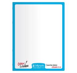 Cahier Magique 8000 POLYPRO couverture ardoise double-face effaçable piqué 24x32cm 48 pages grands carreaux (Seyès tricolore) - Bleu ciel