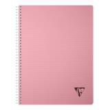 Cahier reliure intégrale Linicolor ESSENCE A4 180 pages petits carreaux couverture plastique polypropyène rainuré - Rose pétale