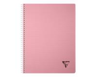Cahier reliure intégrale Linicolor ESSENCE A4 180 pages petits carreaux couverture plastique polypropyène rainuré - Rose pétale