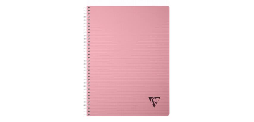Cahier reliure intégrale Linicolor ESSENCE A4 180 pages petits carreaux couverture plastique polypropyène rainuré - Rose pétale