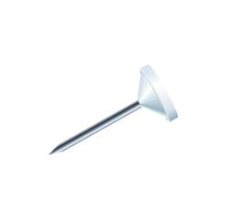 Doos met 100 prikbordspelden met platte kop effen - punthoogte 8mm - 5mm diameter - Wit