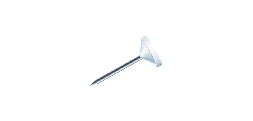 Blisterbox mit 100 Stück Flachkopfnadeln, Ø5mm, Spitze 8mm - Weiß