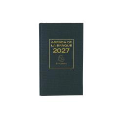 Agenda de bureau Banquier large Euro et cents 17,5 x 28 cm Journalier 2 volumes 2027 - Noir
