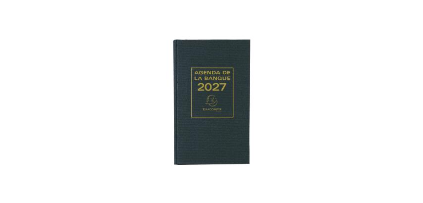 Agenda de bureau Banquier large Euro et cents 17,5 x 28 cm Journalier 2 volumes 2027 - Noir