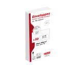 Packung mit 50 weißen DL-Umschlägen 110x220mm - Selbstklebend - 80g/m² - Kristallpapierfenster 35x100 (Position 20/20) - Weiß