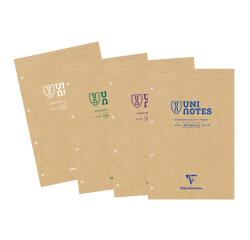 Bloc récyclé agrafé en-tête Uninotes A4+ 140 pages détachables perforé 4 trous ligné + marge - Assortis