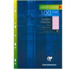 Etui met gekleurde losse bladen A4 50 geperforeerde bladen geruit 5x5mm