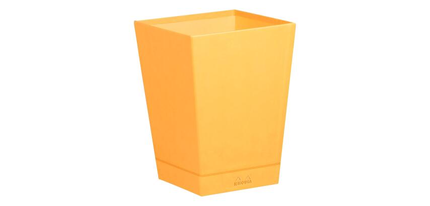 Rhodiarama corbeille à papier simili cuir italien 27x27x32 cm - Orange