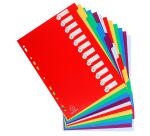 Register DIN A4 aus festem PP 350µ, blanko, 12-teilig - Farben sortiert