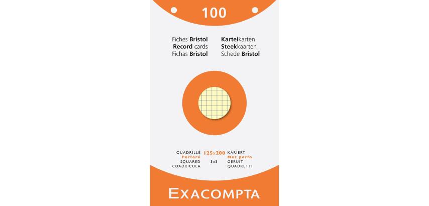 Pk 100 Exa Record Cards 125x20 5/5 Ast - Assorted colours