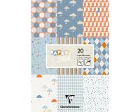 PAPIERS IMPRIMÉS, Bloc de 20 feuilles 200g/m2 au format 21x29,7cm - Pluie - Multicolore