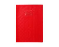 Protège-cahiers grain madras avec rabats marque-pages PVC 22/100ème A4 - Rouge
