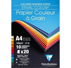 Etival Color, Zeichenpapier A4 160g, Block mit 20 Blatt - Lebendige Farben sortiert