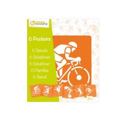 Set de 6 pochoirs enfants, Sports - Orange